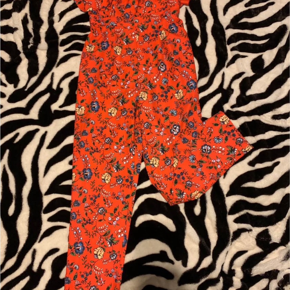 Gianni Bini Orange Floral Jumpsuit
